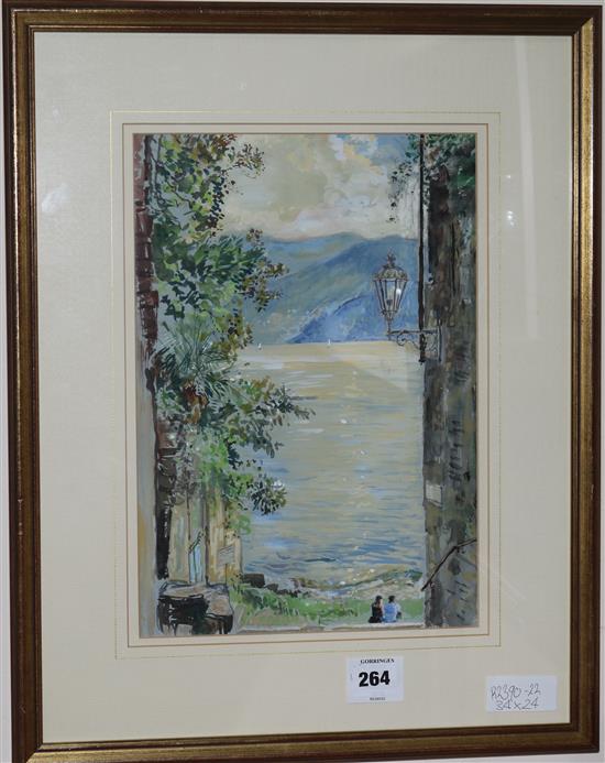 John Linfield, watercolour, Continental scene, signed, 34 x 24cm